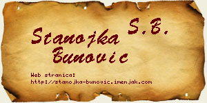Stanojka Bunović vizit kartica